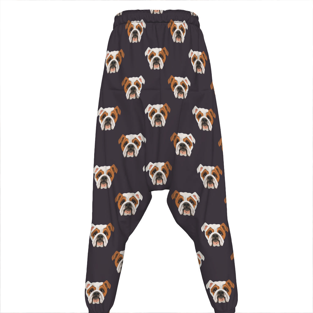 Cute English Bulldog Pattern Print Hammer Pants