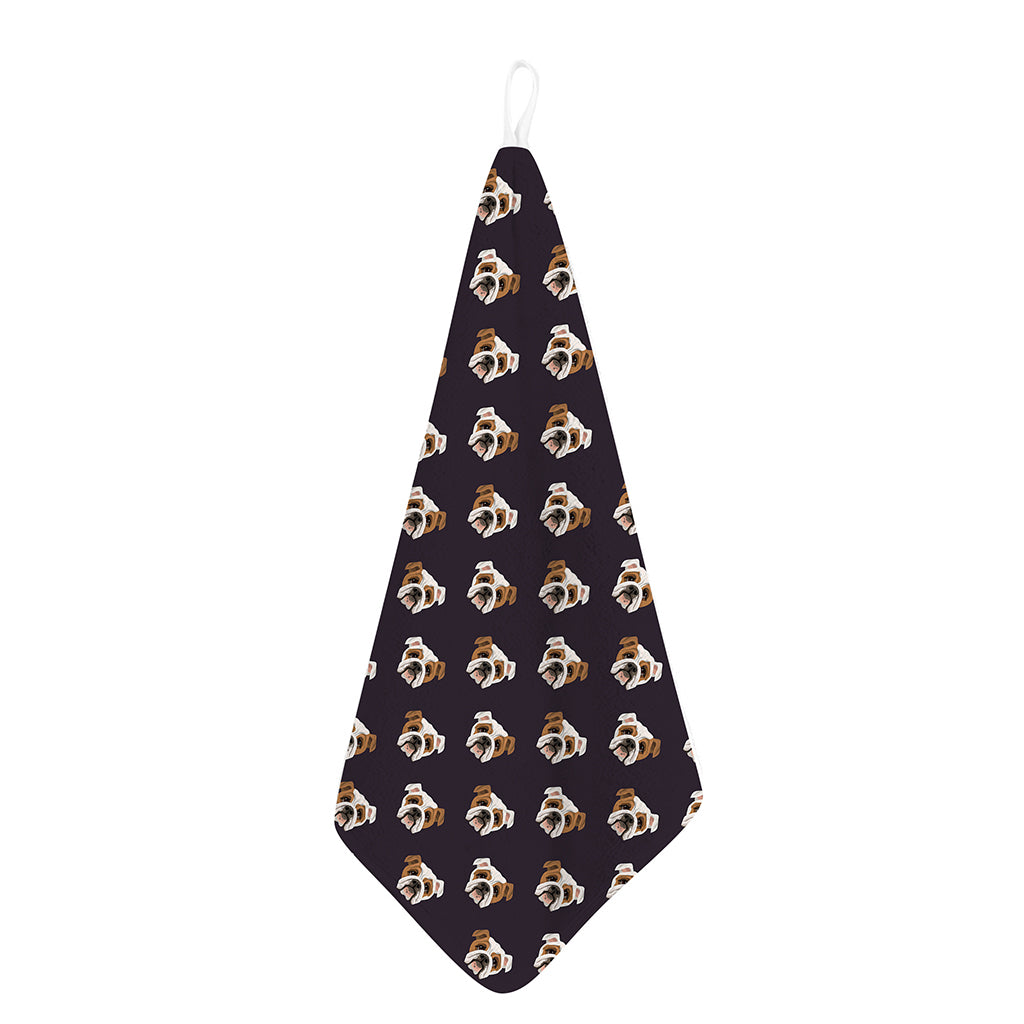 Cute English Bulldog Pattern Print Hand Towel