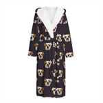 Cute English Bulldog Pattern Print Hooded Bathrobe