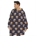 Cute English Bulldog Pattern Print Hoodie Blanket