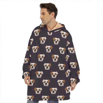 Cute English Bulldog Pattern Print Hoodie Blanket