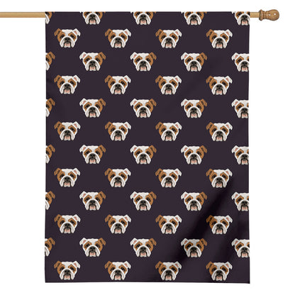 Cute English Bulldog Pattern Print House Flag