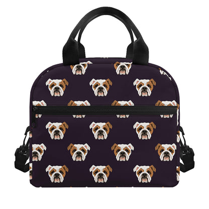 Cute English Bulldog Pattern Print Insulated Lunch Bag