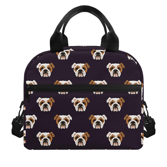 Cute English Bulldog Pattern Print Insulated Lunch Bag
