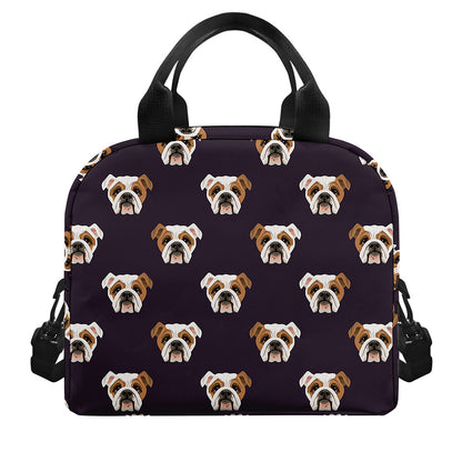 Cute English Bulldog Pattern Print Insulated Lunch Bag