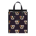 Cute English Bulldog Pattern Print Insulated Lunch Tote