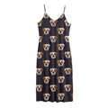 Cute English Bulldog Pattern Print Jersey Midi Cami Dress
