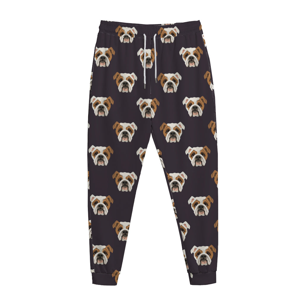 Cute English Bulldog Pattern Print Jogger Pants