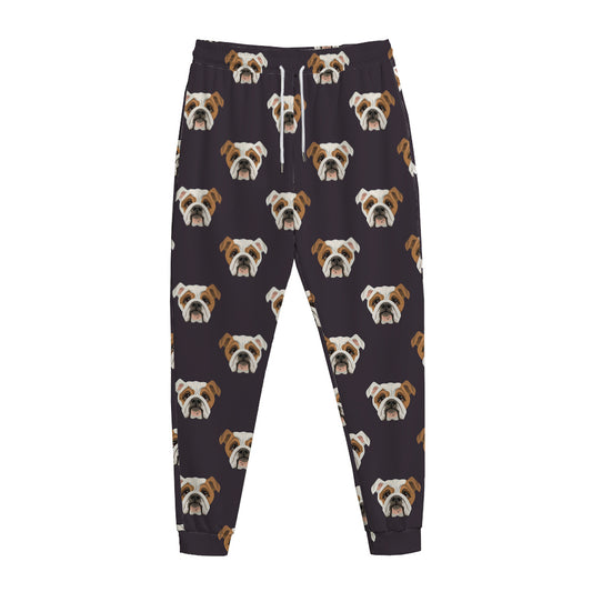 Cute English Bulldog Pattern Print Jogger Pants