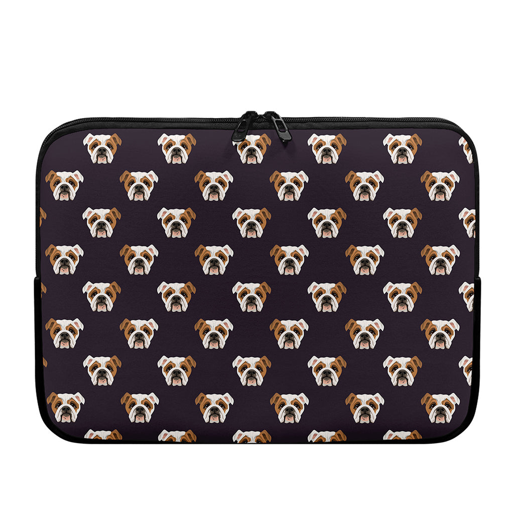 Cute English Bulldog Pattern Print Laptop Sleeve