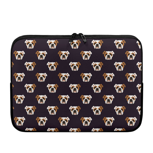 Cute English Bulldog Pattern Print Laptop Sleeve