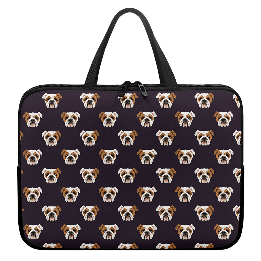 Cute English Bulldog Pattern Print Laptop Sleeve With Handle