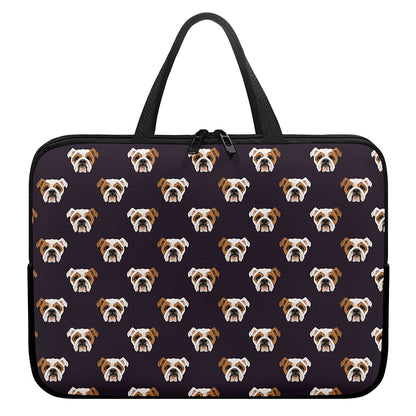 Cute English Bulldog Pattern Print Laptop Sleeve With Handle