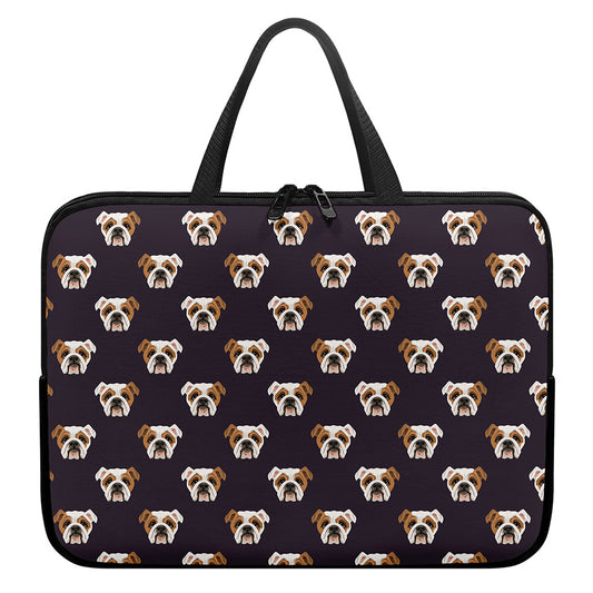 Cute English Bulldog Pattern Print Laptop Sleeve With Handle
