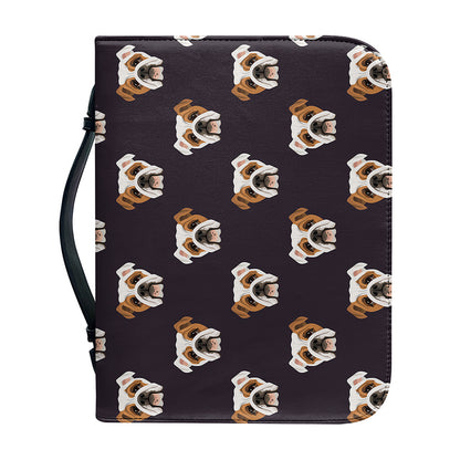 Cute English Bulldog Pattern Print Leather Bible Cover