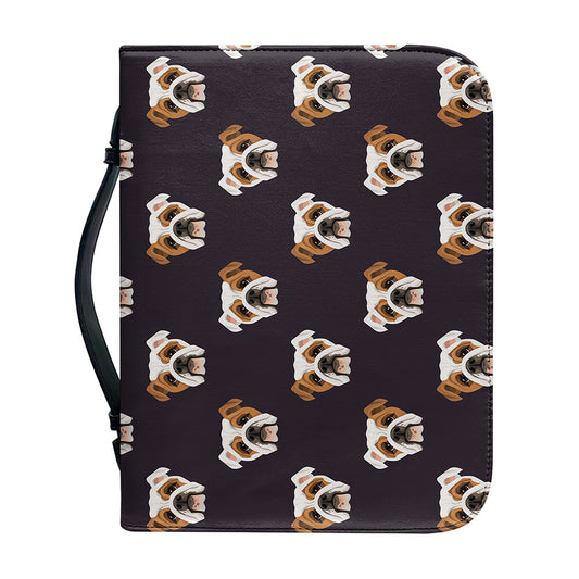 Cute English Bulldog Pattern Print Leather Bible Cover