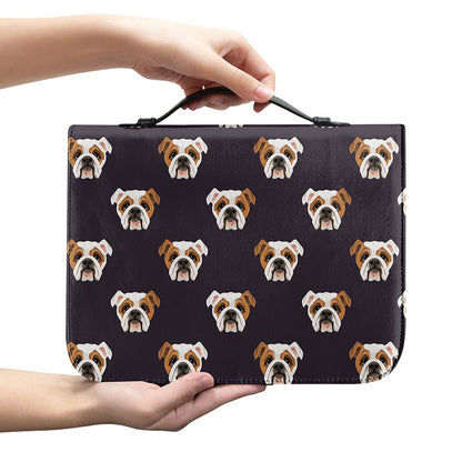 Cute English Bulldog Pattern Print Leather Bible Cover