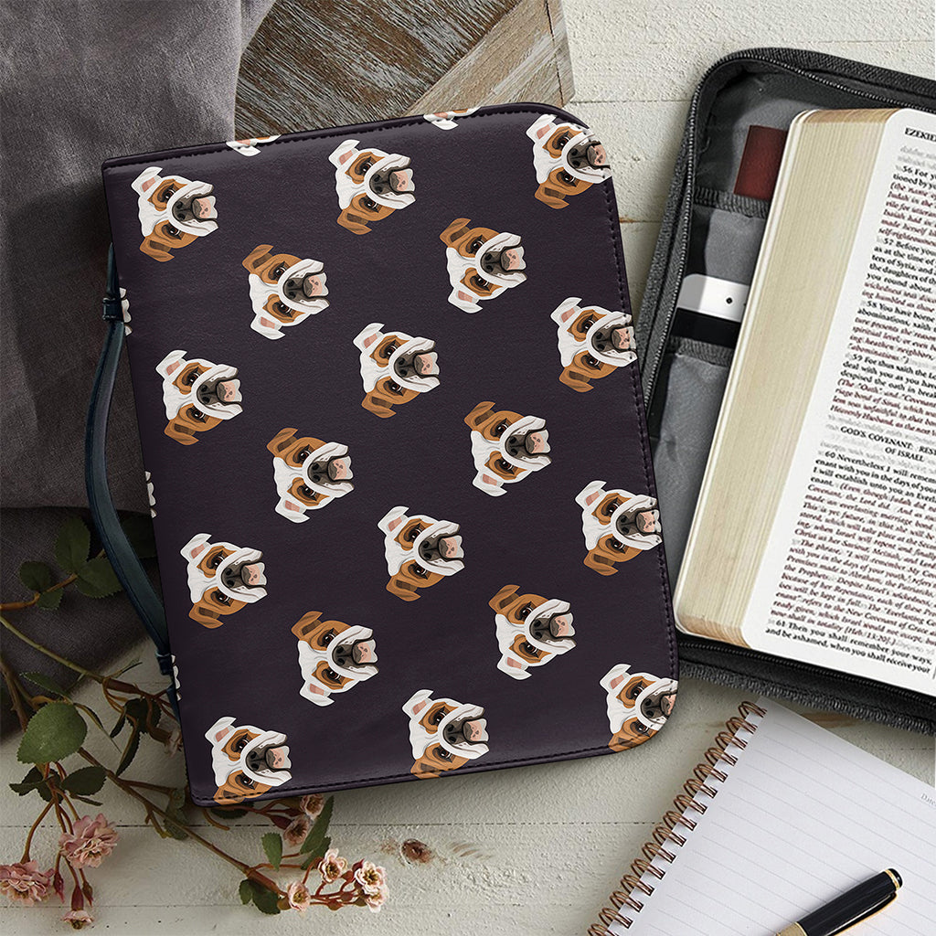 Cute English Bulldog Pattern Print Leather Bible Cover