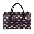 Cute English Bulldog Pattern Print Leather Duffel Bag