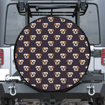 Cute English Bulldog Pattern Print Leather Spare Tire Cover