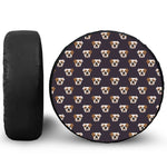 Cute English Bulldog Pattern Print Leather Spare Tire Cover