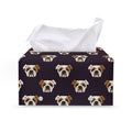 Cute English Bulldog Pattern Print Leather Tissue Box Cover