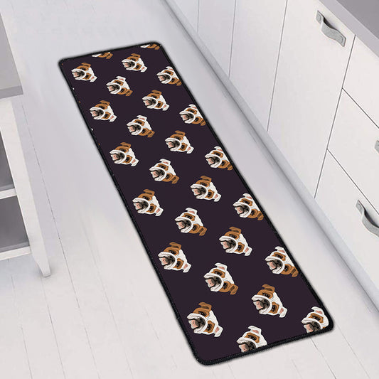 Cute English Bulldog Pattern Print Long Kitchen Mat
