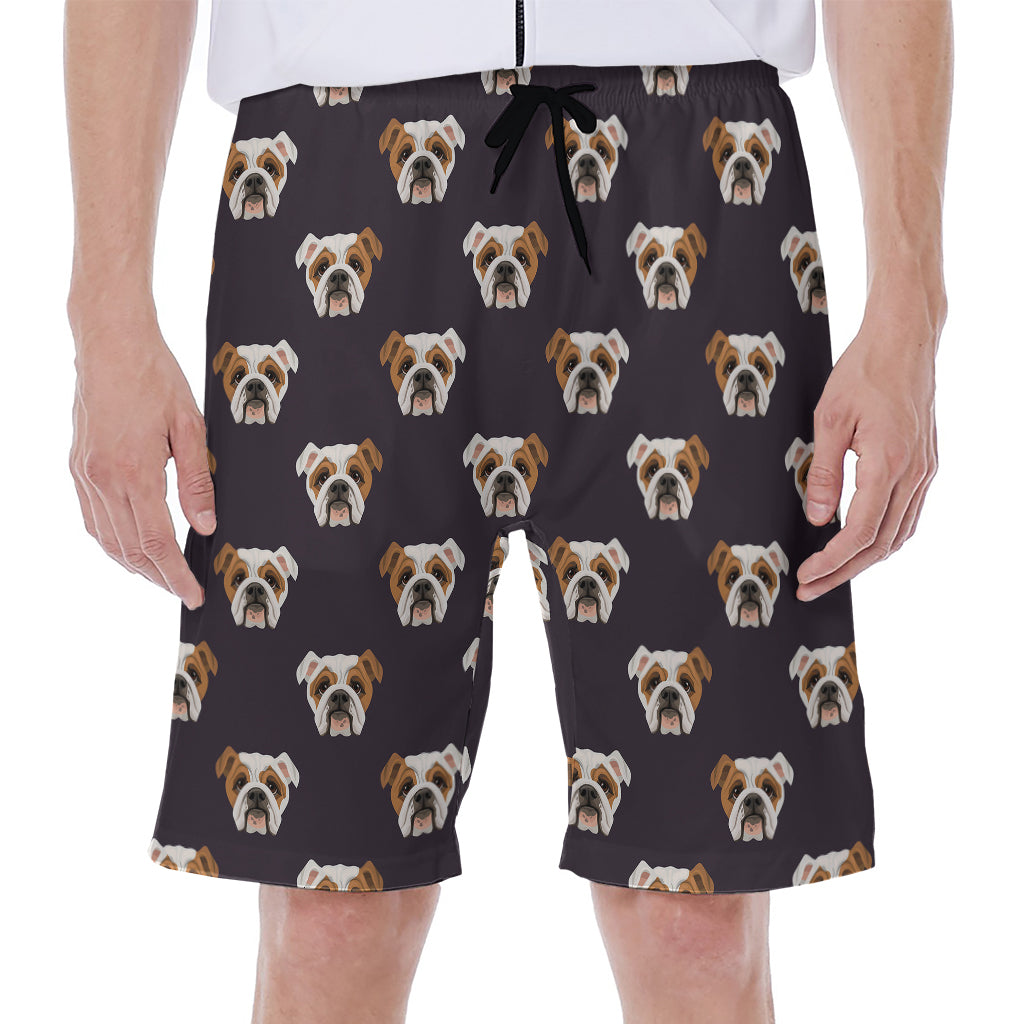 Cute English Bulldog Pattern Print Men's Beach Shorts