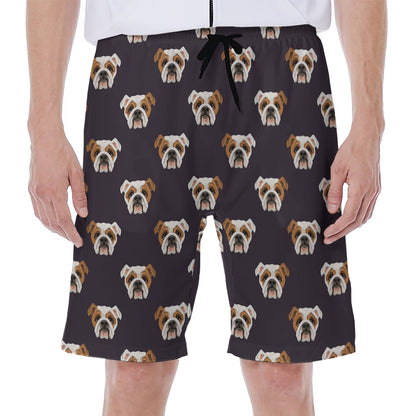 Cute English Bulldog Pattern Print Men's Beach Shorts