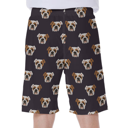Cute English Bulldog Pattern Print Men's Beach Shorts