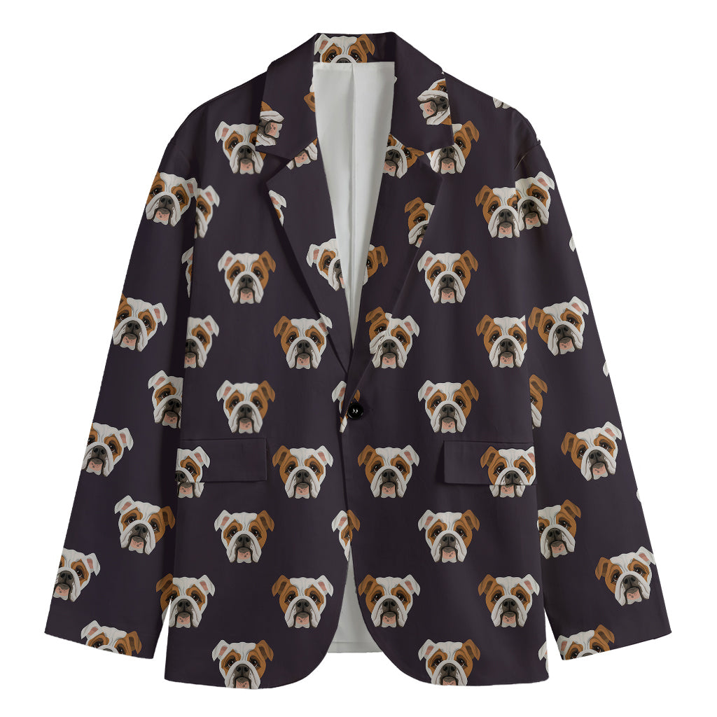 Cute English Bulldog Pattern Print Men's Blazer