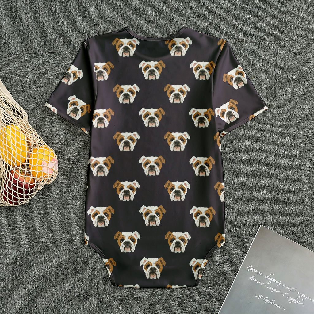 Cute English Bulldog Pattern Print Men's Bodysuit
