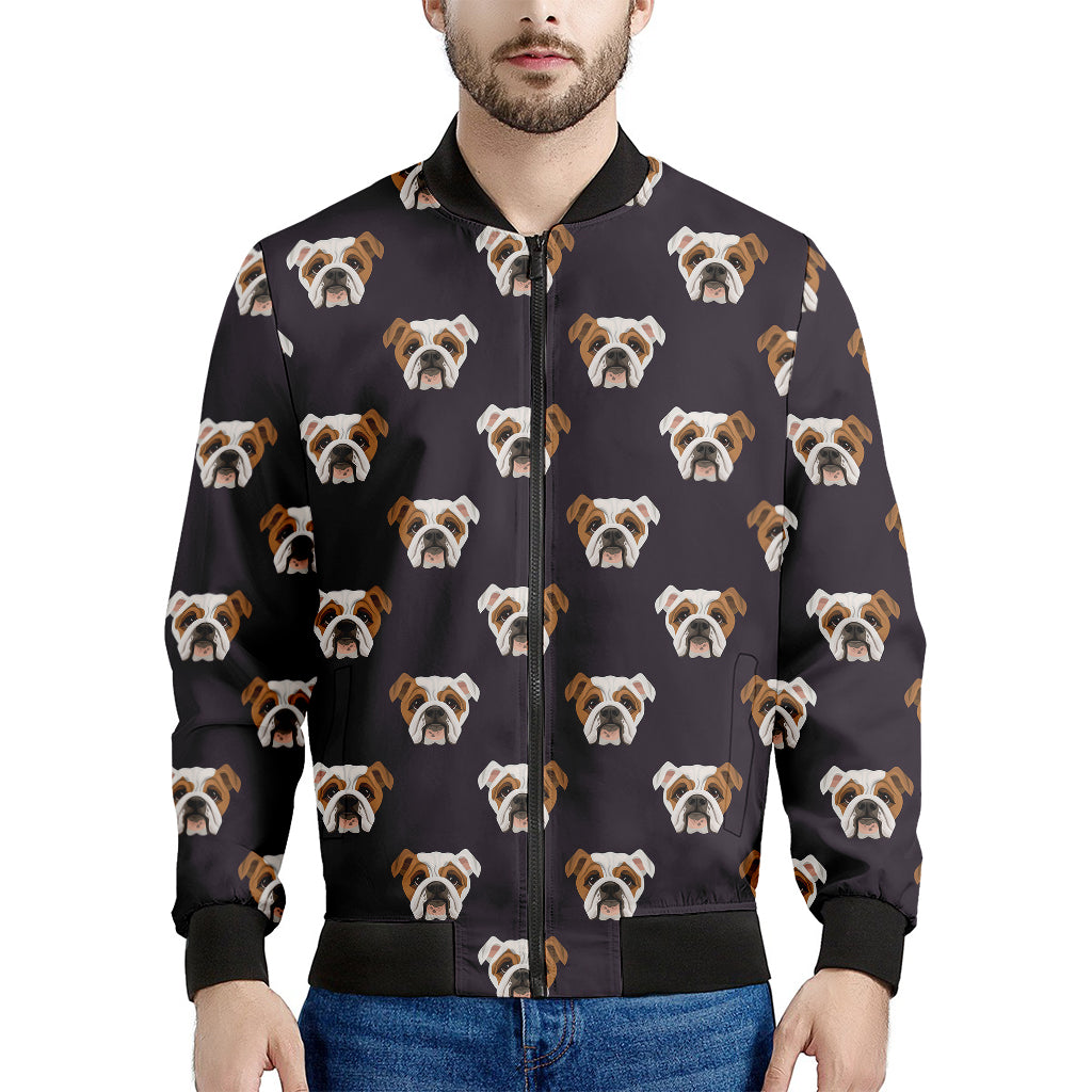 Cute English Bulldog Pattern Print Men's Bomber Jacket
