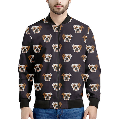 Cute English Bulldog Pattern Print Men's Bomber Jacket