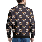 Cute English Bulldog Pattern Print Men's Bomber Jacket