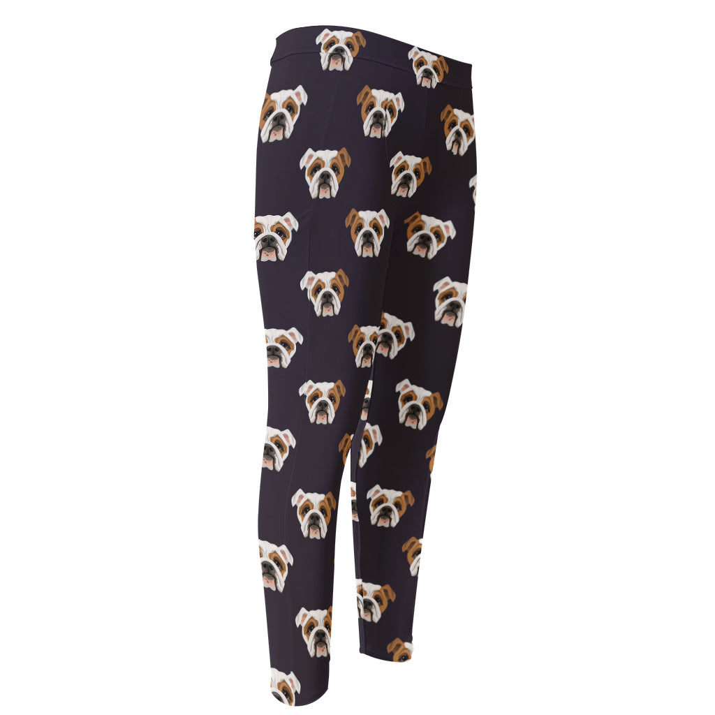 Cute English Bulldog Pattern Print Men's Compression Pants