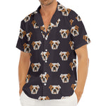 Cute English Bulldog Pattern Print Men's Deep V-Neck Shirt