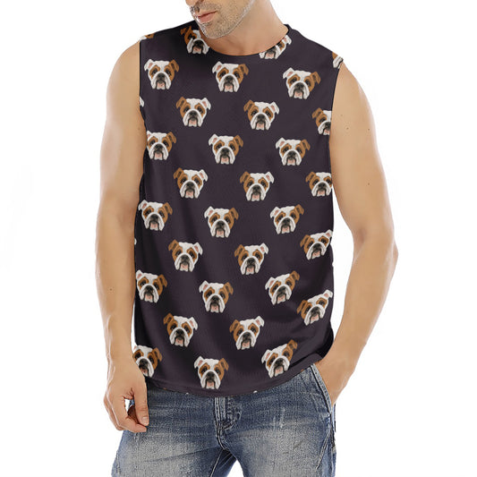 Cute English Bulldog Pattern Print Men's Fitness Tank Top