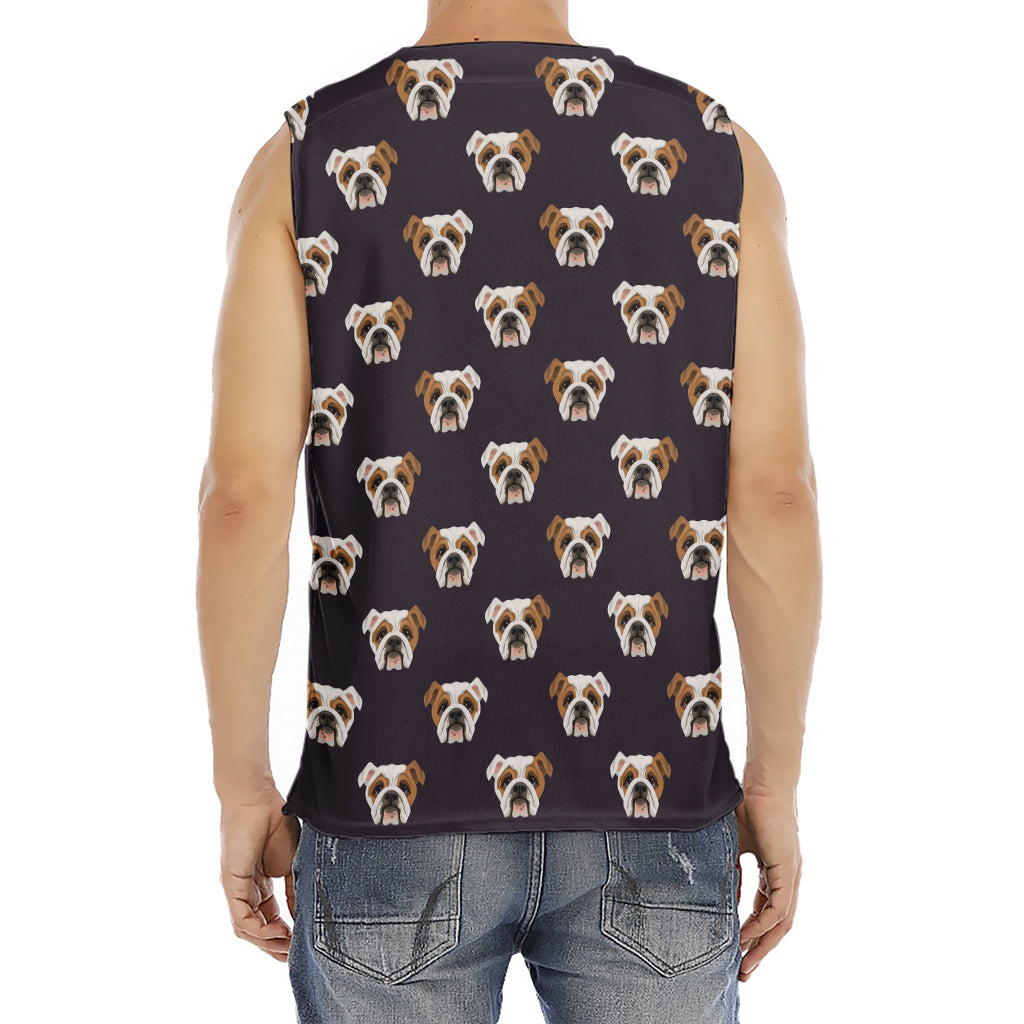 Cute English Bulldog Pattern Print Men's Fitness Tank Top