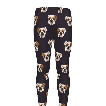 Cute English Bulldog Pattern Print Men's leggings