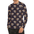 Cute English Bulldog Pattern Print Men's Long Sleeve Rash Guard