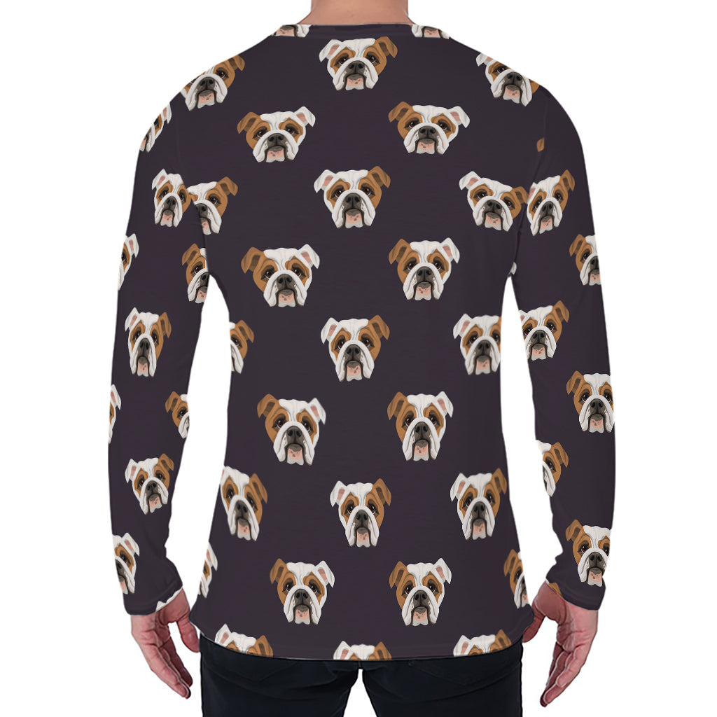 Cute English Bulldog Pattern Print Men's Long Sleeve T-Shirt