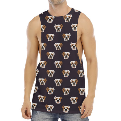 Cute English Bulldog Pattern Print Men's Muscle Tank Top