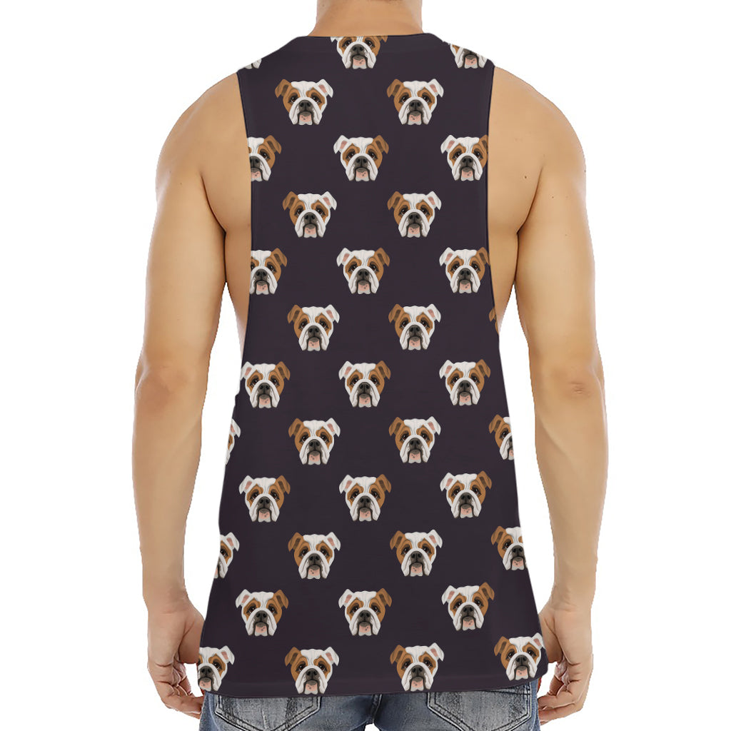 Cute English Bulldog Pattern Print Men's Muscle Tank Top