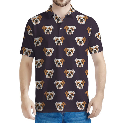 Cute English Bulldog Pattern Print Men's Polo Shirt