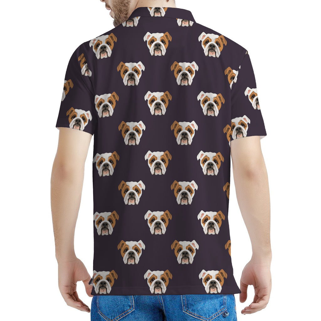 Cute English Bulldog Pattern Print Men's Polo Shirt