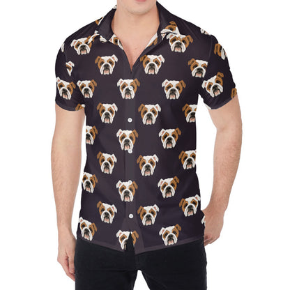 Cute English Bulldog Pattern Print Men's Shirt