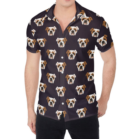 Cute English Bulldog Pattern Print Men's Shirt