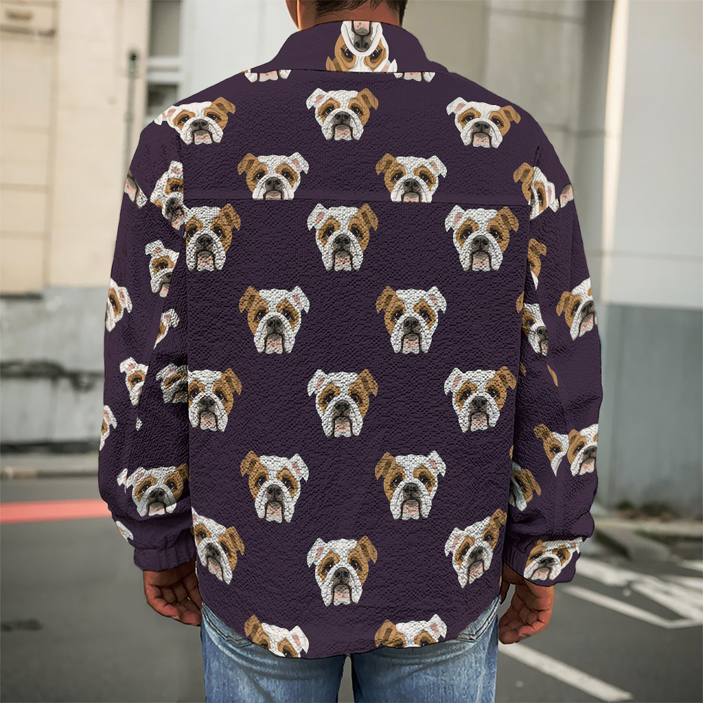 Cute English Bulldog Pattern Print Men's Shirt Jacket