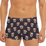 Cute English Bulldog Pattern Print Men's Short Boxer Briefs